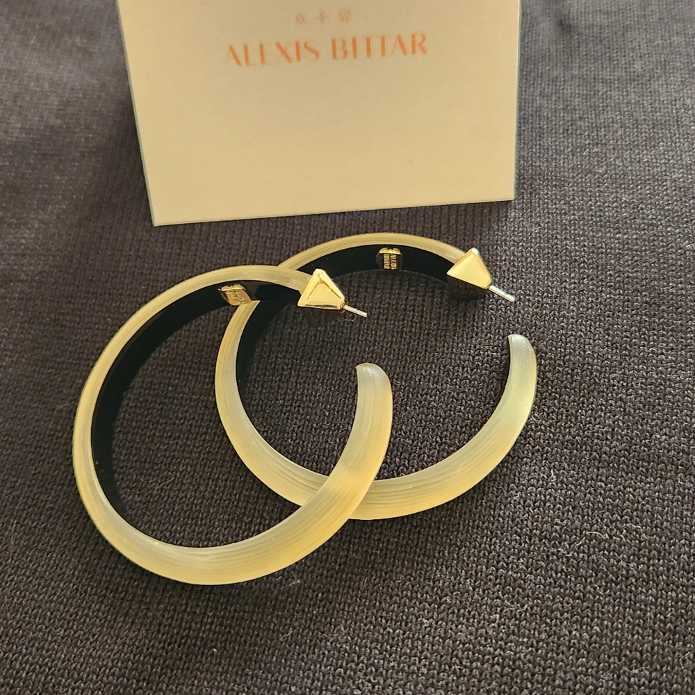 Alexis Bittar Gold Lucite Hoop Earrings